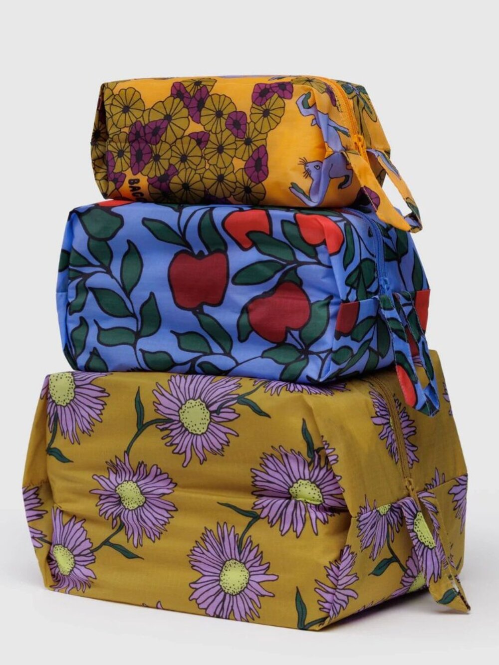 NWT Baggu 3D Zip Set - Night Orchard (Wild Rabbit, Apple Tree, Daisy Chain)